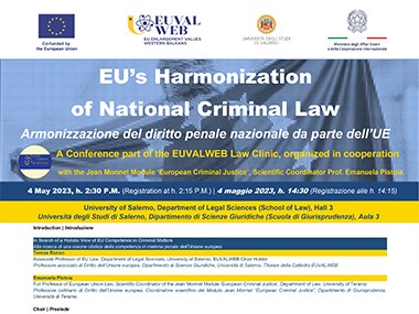 EU’s Harmonization of National Criminal Law - Armonizzazione del diritto penale nazionale da parte dell’UE