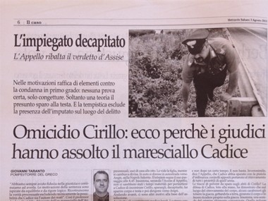 Omicidio Cirillo: ecco perché i giudici hanno assolto il maresciallo Cadice